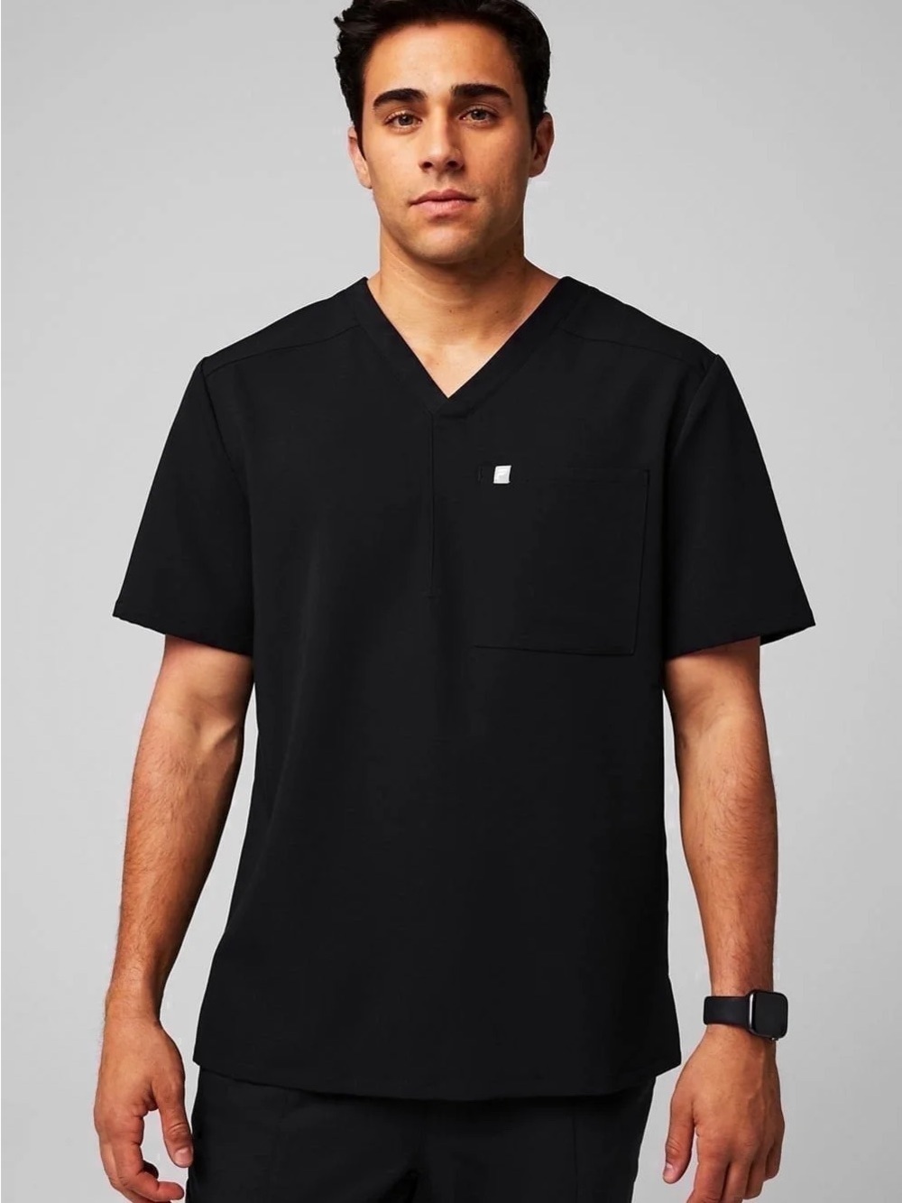 Men's Black Fabletics Helix 1-Pocket Scrub Top, size XL